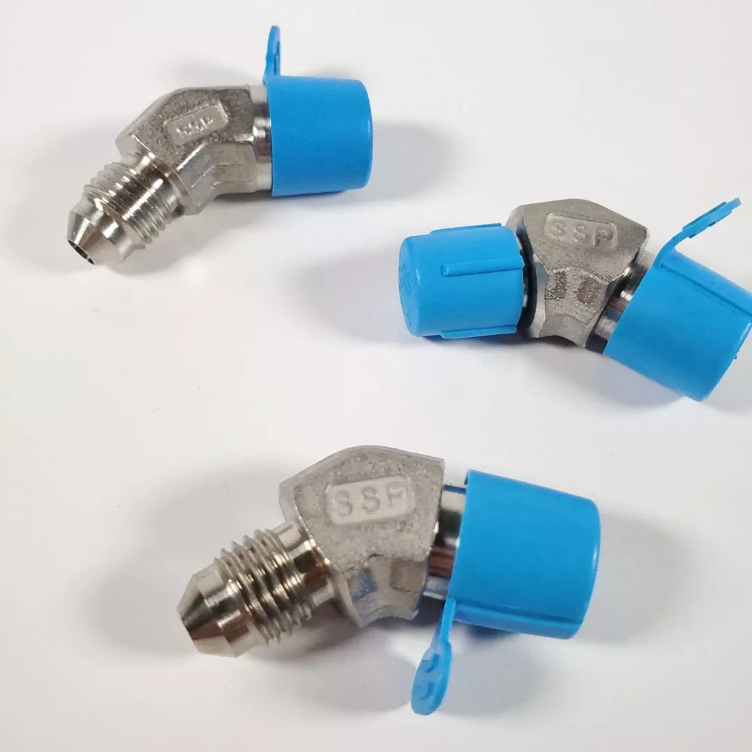 1/8" Male JIC X 1/4" Male NPT SS 316 45 Deg Hydraulic Elbow Fitting - LOT OF 3