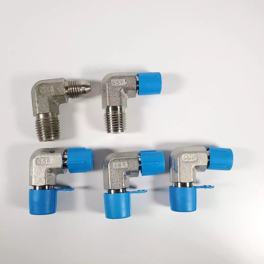 1/8" Male JIC X 1/4" Male NPT SS 316 90 Deg Hydraulic Elbow Fitting - LOT OF 5