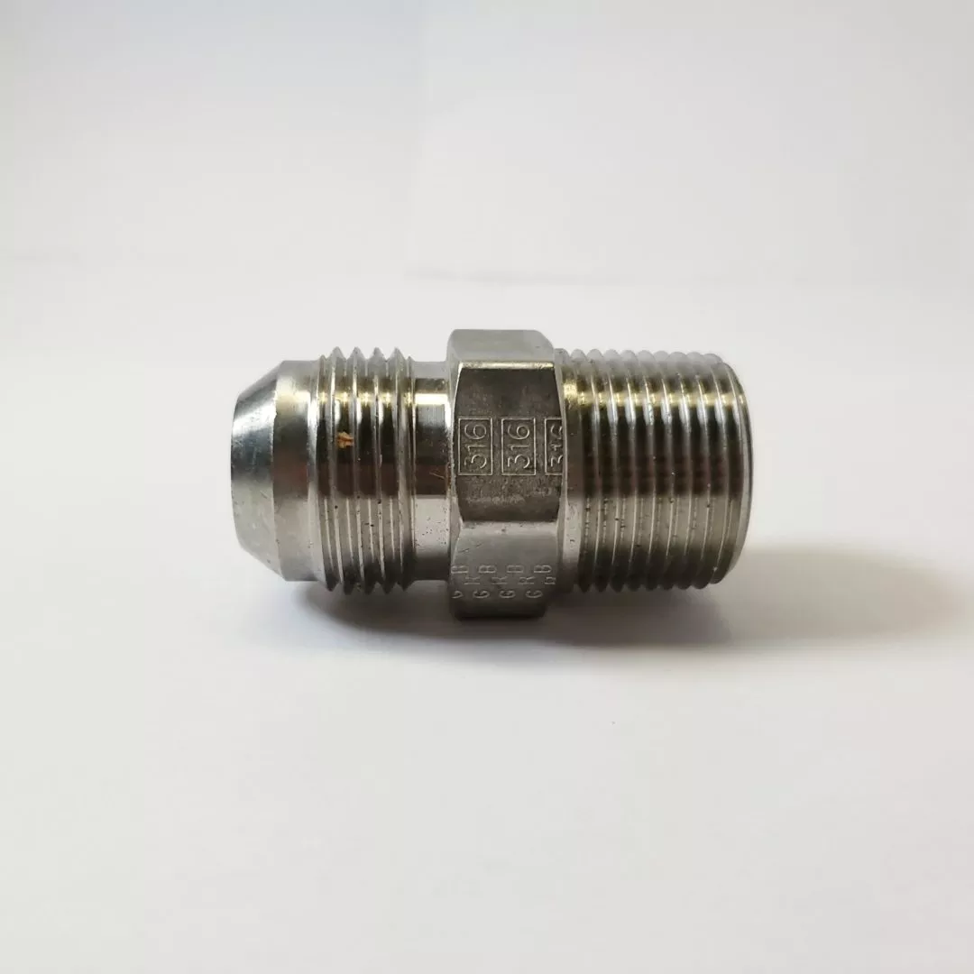 3-4-male-jic-x-3-4-male-npt-316-stainless-steel-hydraulic-fitting 3/4" Male JIC X 3/4" Male NPT 316 Stainless Steel Hydraulic Fitting
