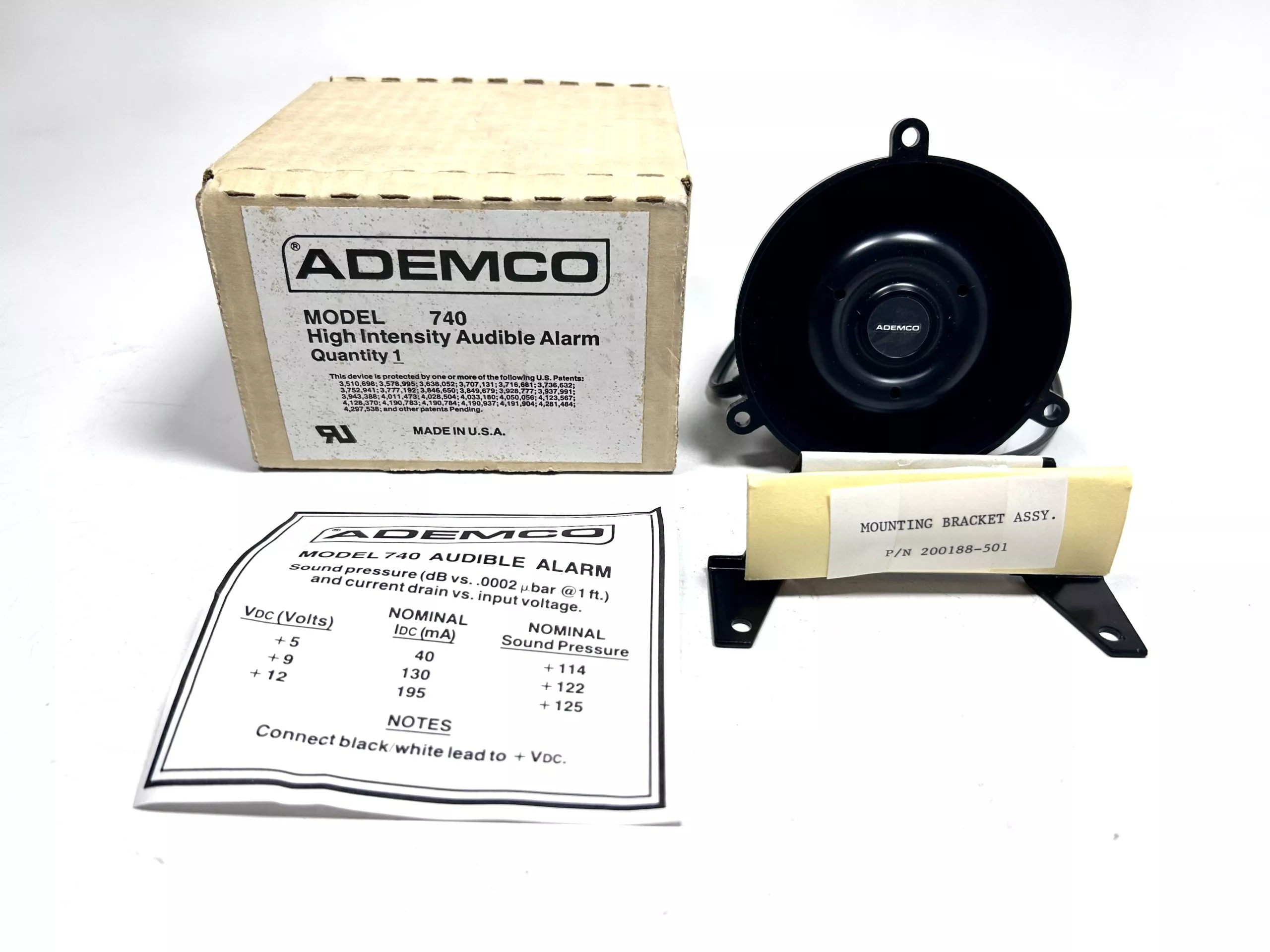 ademco-740-black-high-intensity-audible-alarm-12v Ademco 740, Black High Intensity Audible Alarm 12V