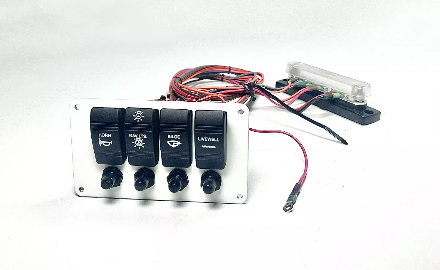 boat-switch-panel-4-switch-marine-5-3-4in-x-3-1-4in-new Boat Switch Panel, 4 Switch, Marine, 5 3/4in x 3 1/4in, NEW