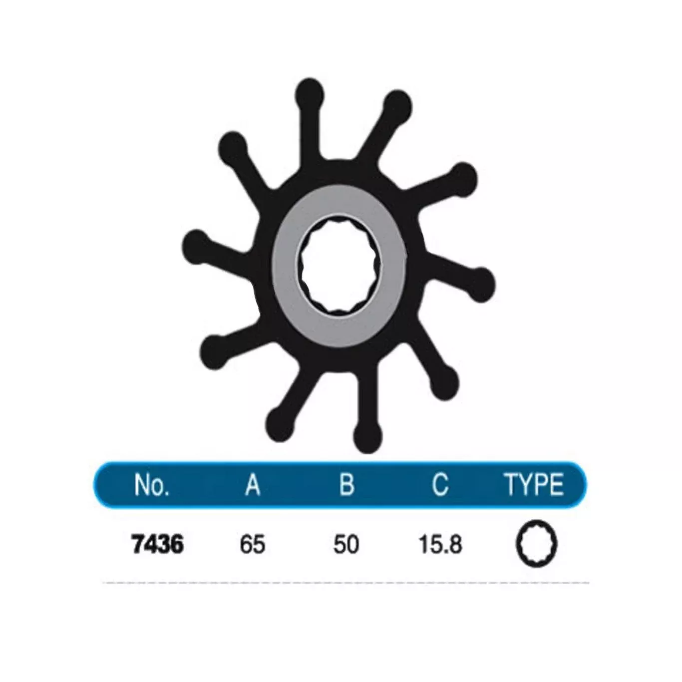 hatton-marine-7436-01-jmp-marine-flexible-impeller Hatton Marine - 7436-01 JMP Marine Flexible Impeller