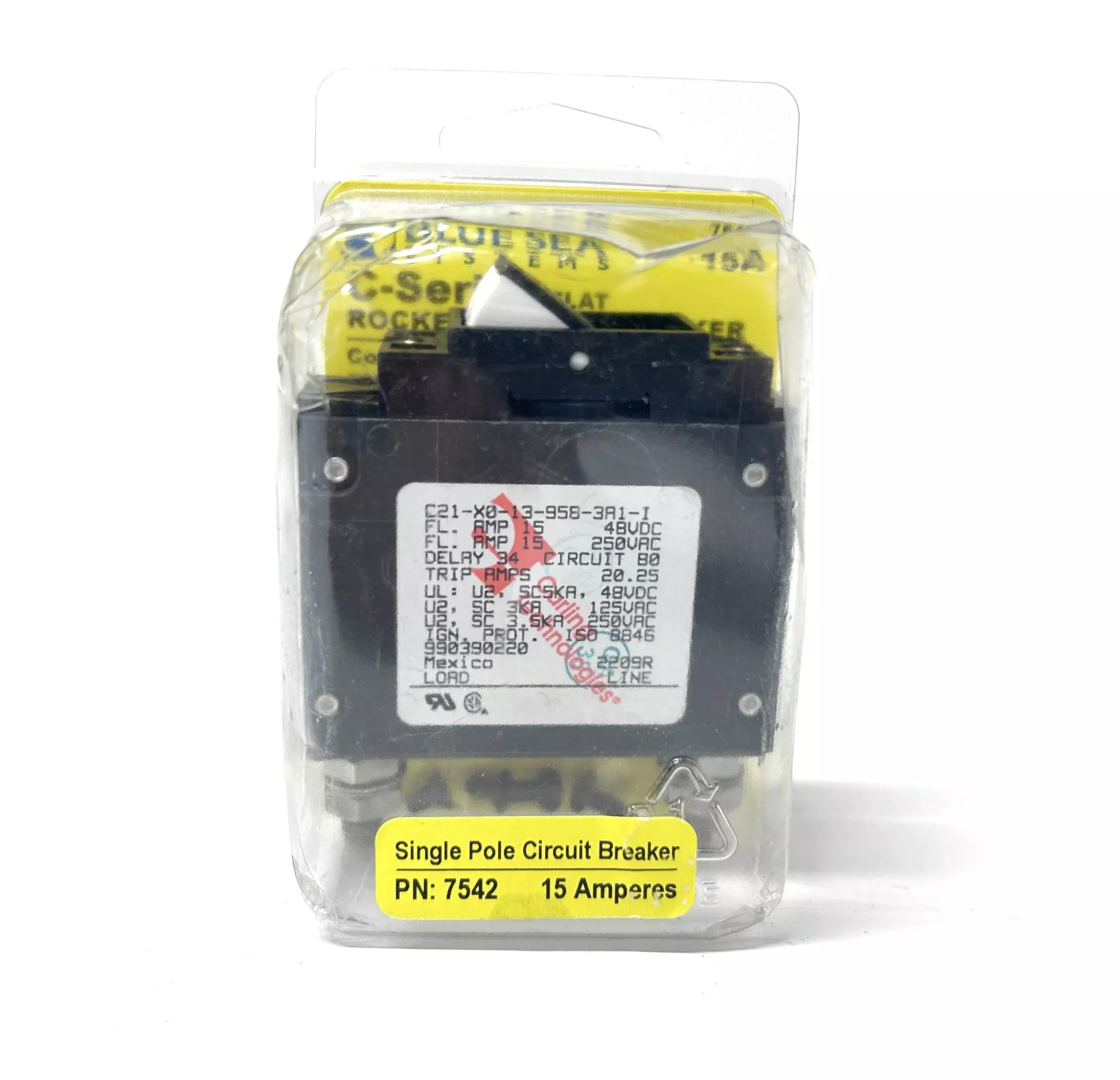 new-blue-sea-systems-7542-c-series-flat-rocker-circuit-breaker-15a -NEW- Blue Sea Systems 7542, C -Series Flat Rocker Circuit Breaker 15A