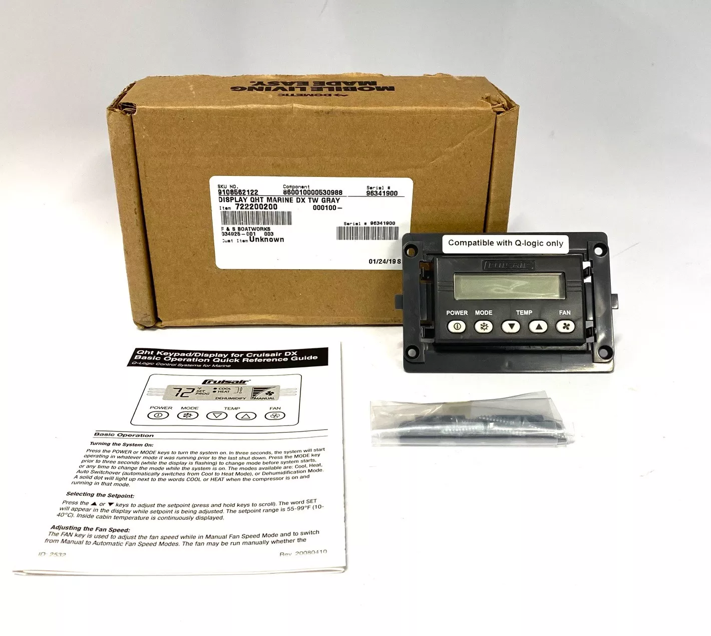 -NEW- Dometic Cruisair 722200200 , Display , QHT Marine DX TW Gray , Q-Logic