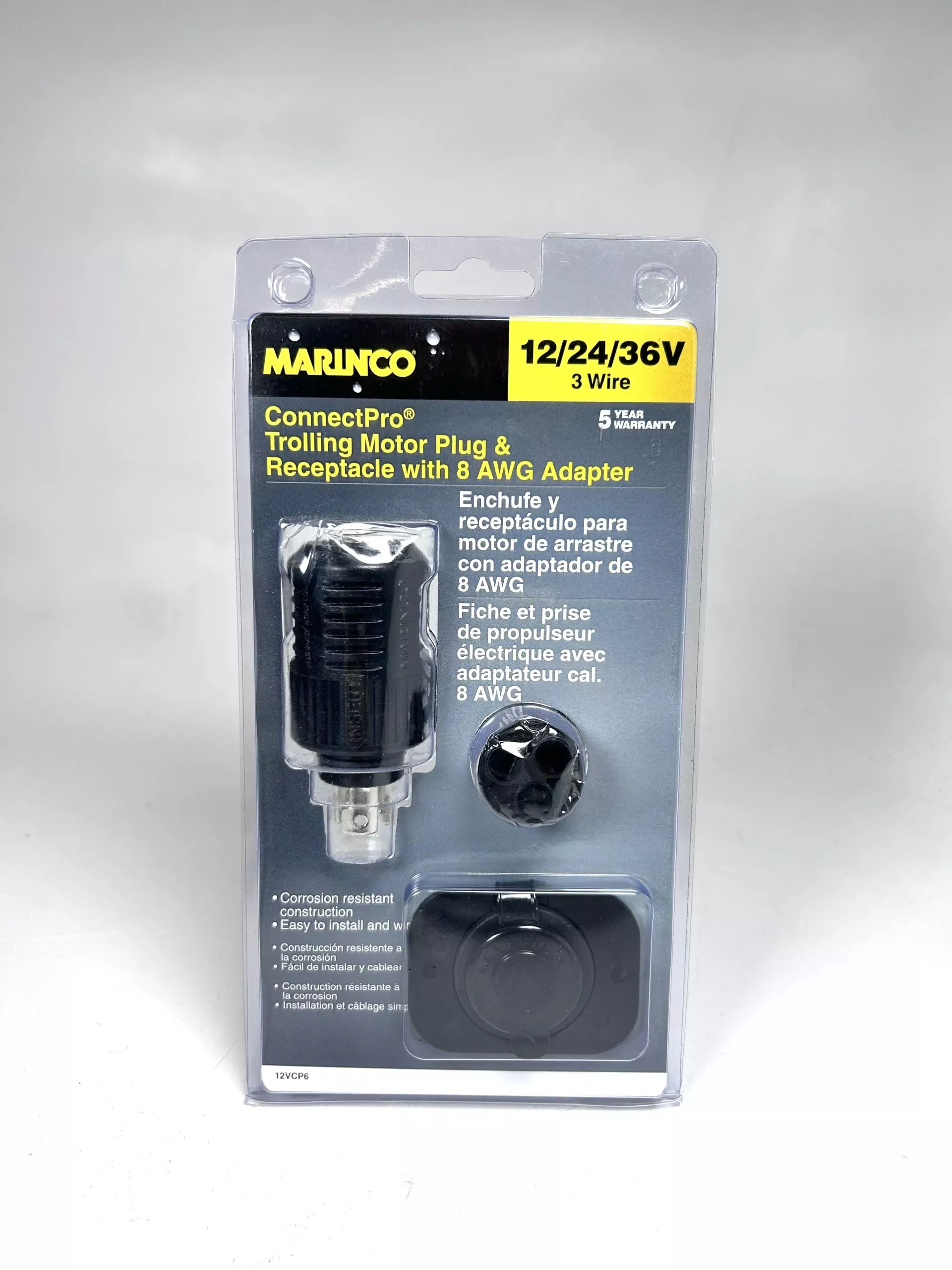 new-marinco-12vcp6-trolling-motor-plug-receptacle-with-8-awg-adapter -NEW- Marinco 12VCP6, Trolling Motor Plug & Receptacle With 8 AWG Adapter
