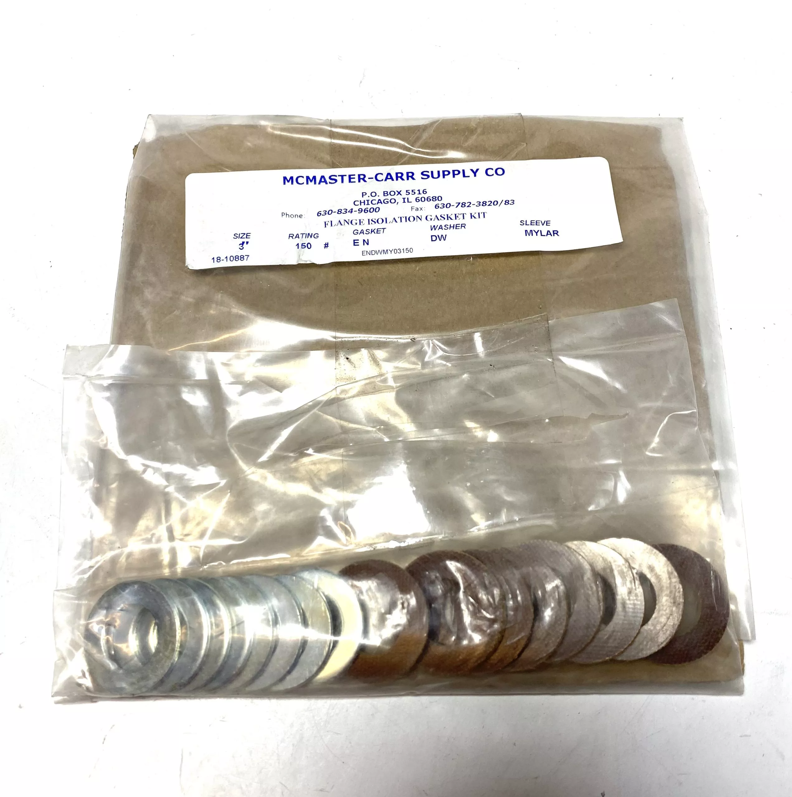 new-mcmaster-carr-18-10887-3-flange-isolation-gasket-kit -NEW- McMaster-Carr 18-10887, 3'' Flange Isolation Gasket Kit