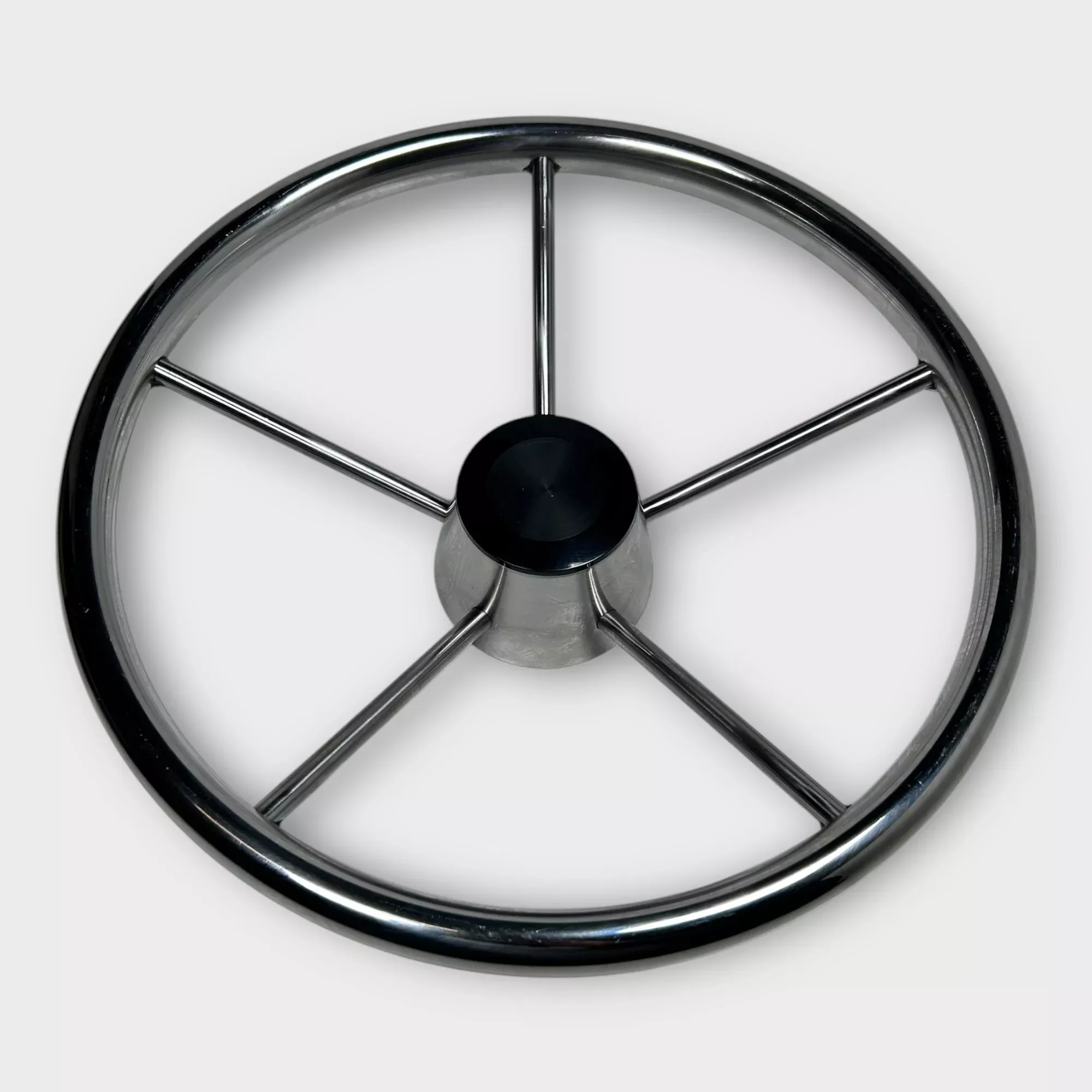 SeaLux Marine 13-1/2'' 5 Spoke Stainless Steel Boat Steering Wheel With Cap