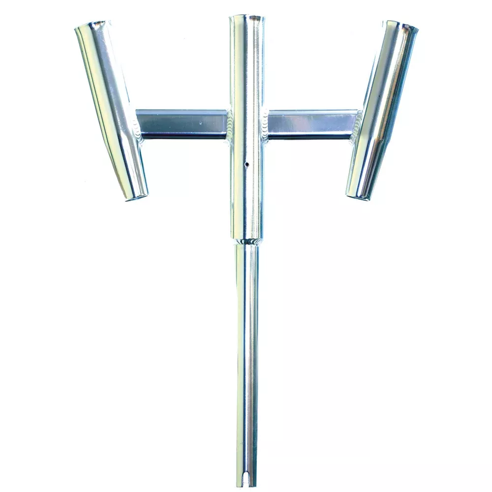 tigress-triple-aluminum-kite-rod-holder-straight-butt-polished-88 Tigress Triple Aluminum Kite Rod Holder - Straight Butt - Polished [88