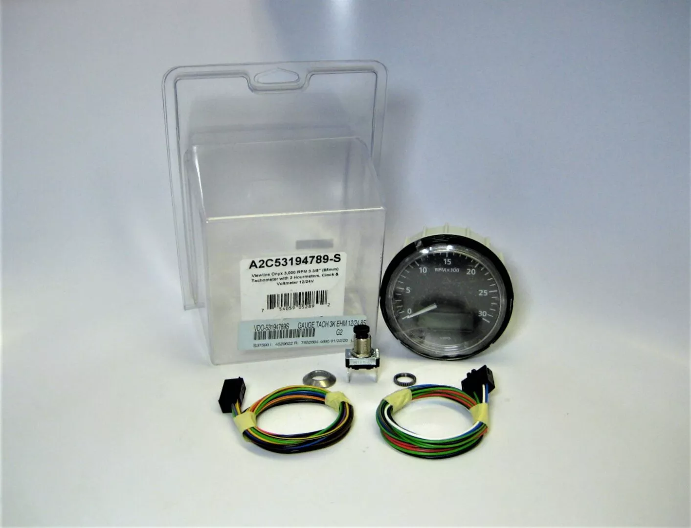 vdo-a2c53194789-s-marine-12-24v-3-3-8-dia-3000rpm-tach-w-lcd-hourmeter-new VDO A2C53194789-S Marine 12/24V 3-3/8" Dia. 3000RPM Tach. w/ LCD Hourmeter ~ NEW