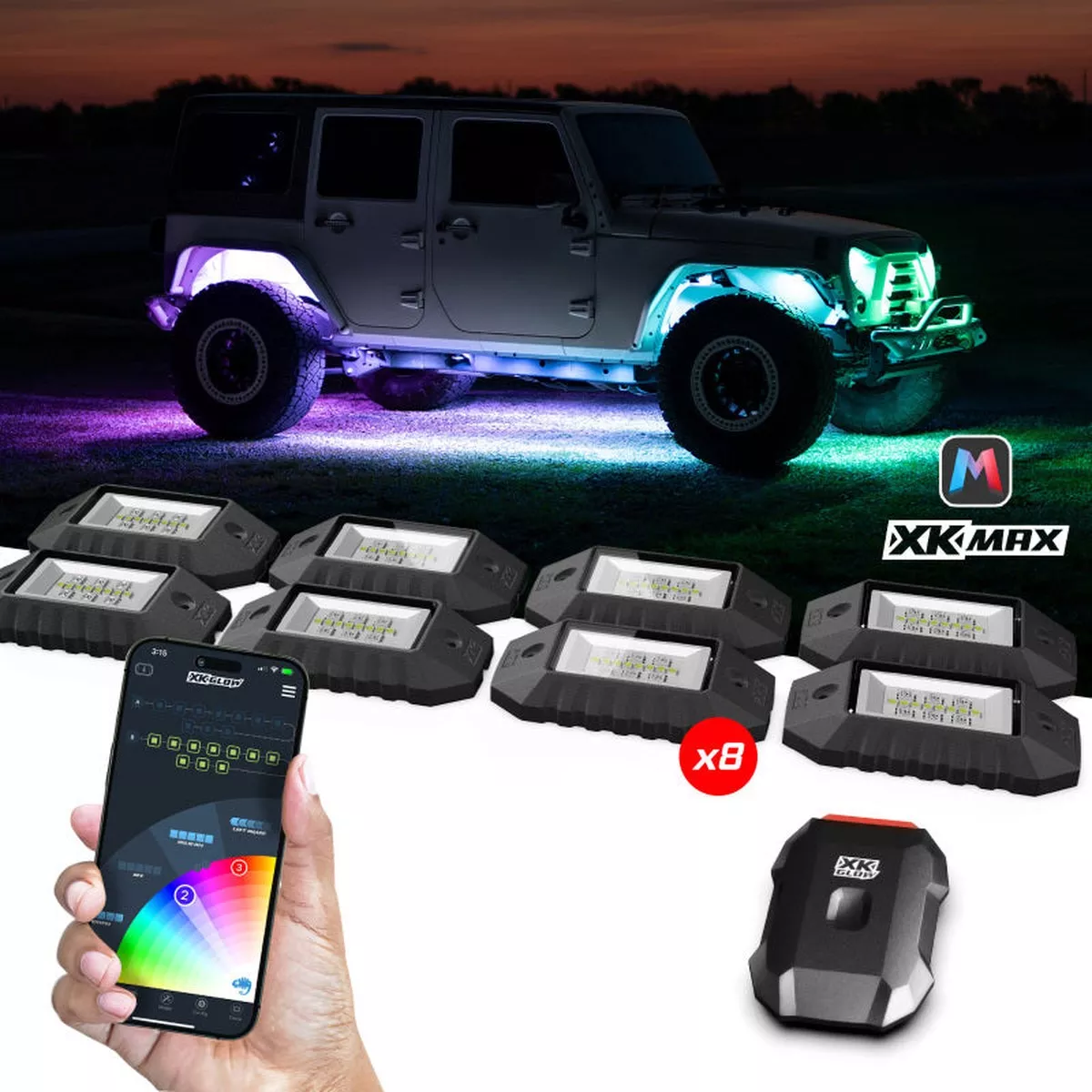 xk-glow-rgbw-8pc-addressable-led-rock-light-kit XK Glow RGBW 8pc Addressable LED Rock Light Kit